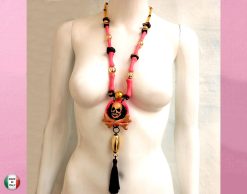 Mexican Necklace, Ethnic Glamour Whimsical Skull & Bones Pendant, Boho Quirky Oddities Jewelry Charm