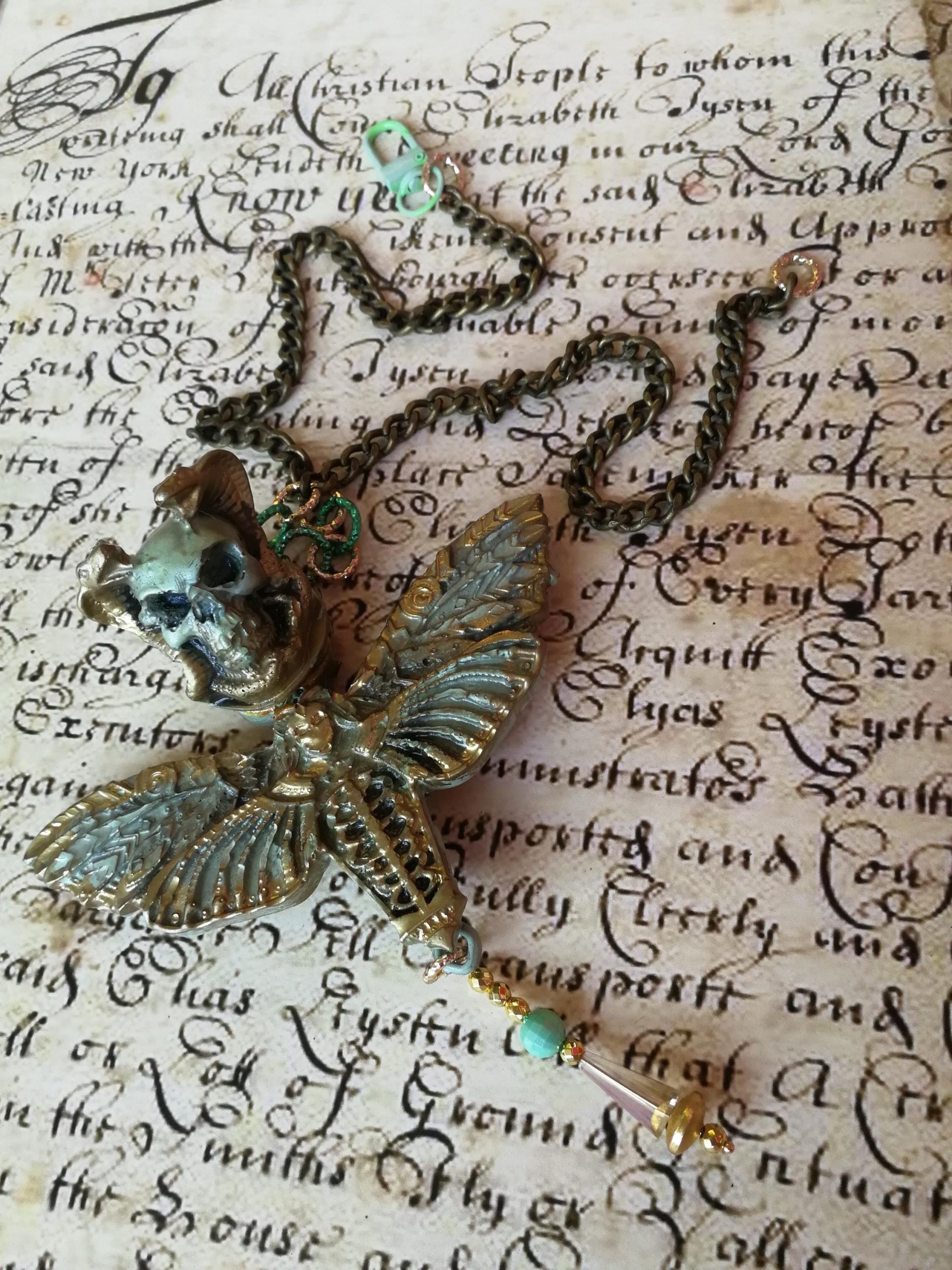 Butterfly Skull Pendant, Lunar Moth Victorian Gothic Statement Necklace & Steampunk Fantasy Charm Sculptural Jewelry