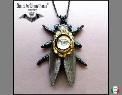 Cicada Pendant, Gothic Style Necklace Insect Fly Jewelry, Nocturnal Dark Jewel Handmade Jewelery Sculpture