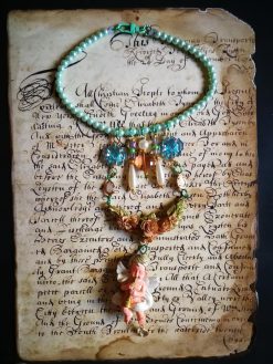 Guardian Angel, Religious Baroque Winged Archangel Pendant, Necklace Jewelry Flower Charm Celestial Cherubim Seraphim