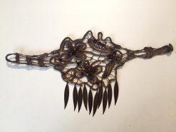 Marie Antoniette Choker, Embroidered Macrame Baroque Lace Jewelry, Necklace Leaf Fringe Collar Rococo Embroidery