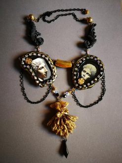 Greek Statue, Baroque Sicilian Massive Necklace, Rococo Pendant Assemblage, Luxury Jewelry Greece Antique