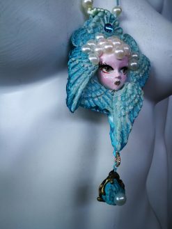 Handmade Art Deco Angel Wing Pendant Necklace, Celestial Jewelry