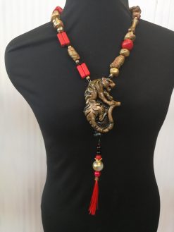 Black Panther Pendant, Designer Jewelry Sculptural Statement Big Bold Chunky Necklace Golden Wild Animal