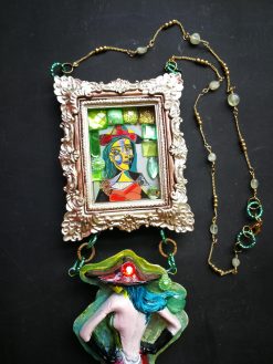 Dora Maar Necklace, Picasso Muse Pendant, Assemblage Artist Jewelry