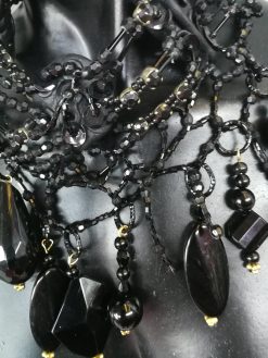 Gothic Beaded Choker, Embroidered Jewelry Bib, Victorian Necklace