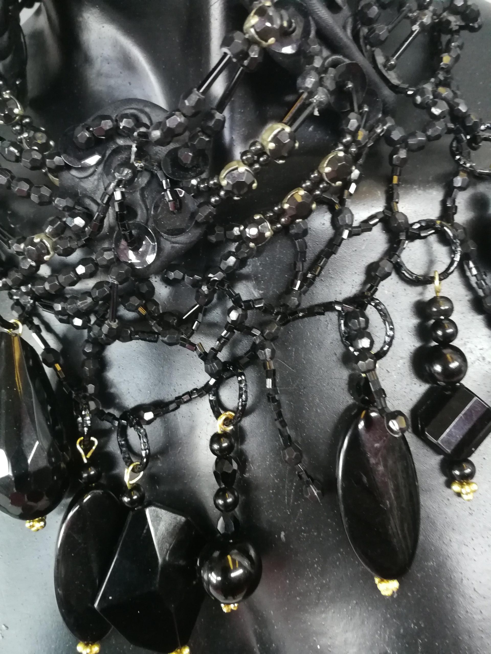 Gothic Beaded Choker, Embroidered Jewelry Bib, Victorian Necklace