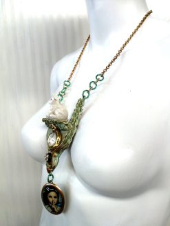 Alice in Wonderland Necklace, White Rabbit, Mad Hatter, Handmade Pendant