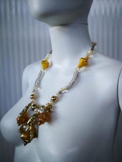 Handmade Puka Shell Conch Necklace, Lime Yellow Seashell Charm, Abalone, Cubic Zirconia