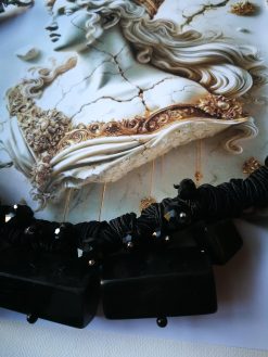 Handmade Italian Avant-Garde Black Stone Necklace, Chunky Collar