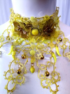 Marie Antoinette Lace Choker, Embroidered Flower Medallion Collar