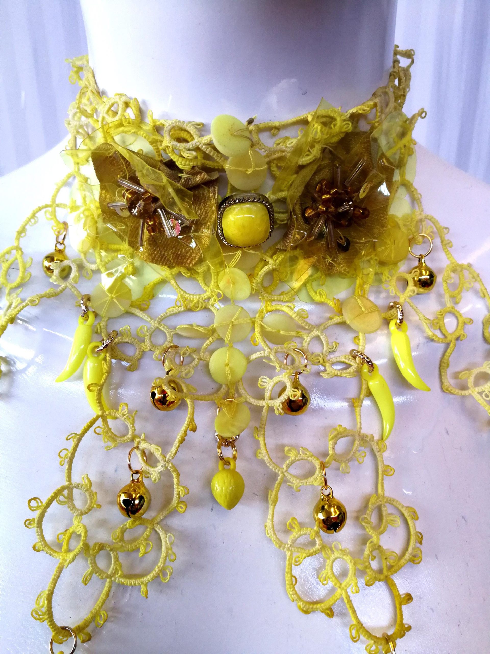 Marie Antoinette Lace Choker, Embroidered Flower Medallion Collar