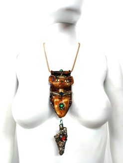 Handmade Bastet Cat Pendant, Belle Epoque Egyptian Revival Jewelry