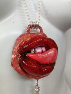 Lips Gloss Jewelry, Romantic Kiss Necklace, Modernist Pop Art Pendant, Hip Hop Tassel Charm