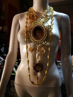 Layered Necklace, Countess of Castiglione Vintage Photo Lariat Pendant, Statement Jewelry Antique Historical Baroque