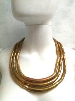 Statement Necklace – Brutalist Minimalist Gold Collar Choker, Futuristic Avant-Garde Italian Jewelry Design