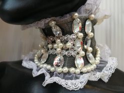 Marie Antoniette Choker, Embroidered Macrame Lace Jewelry, Silver Cameo Medallion Crystal Necklace Bib Collar