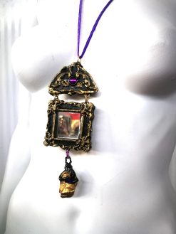 Snow White Witch's Mirror Necklace Pendant, Romantic Victorian Gothic Jewelry, Stone Charm Vintage Style