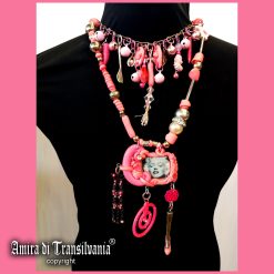 Vintage Assemblage Jewelry, Modernist Pendant Designer Jewelry Chunky Layered Necklace, Lariat Charm Jewellery Shop