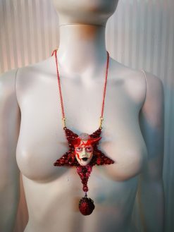 Lucifer Baphomet Pendant, Horned God Star, Gothic Doll Necklace