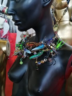 Chunky Insect Necklace, Brutalist Fly Bee Dragonfly Collar Bib