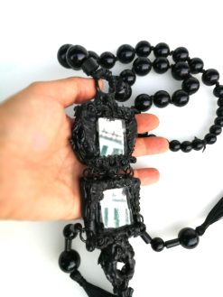 Black Mirror Necklace, Dark Academia Jewelry, Goth Jewel Antique Style, Victorian Gothic Witch Pendant