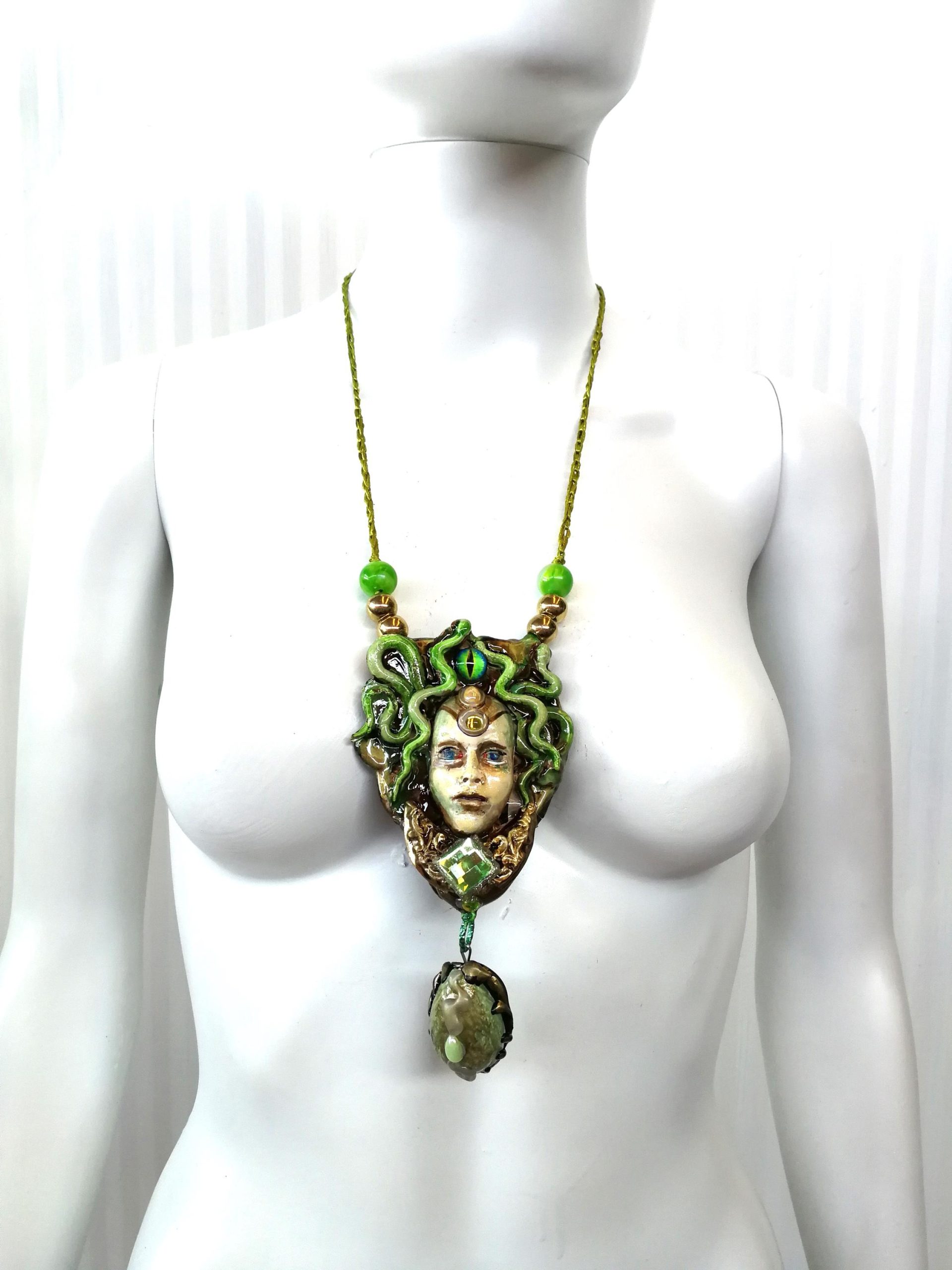 Medusa Jewelry Pendant Necklace, Snake Goddess Greek Mythology Sculpture, Minoan Serpent Eye Locket Charm