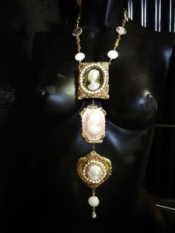 Cameo Necklace, Tie Layered Pendant Gallery Wall Royal Portrait Imperial Jewelry Statement Antique Baroque