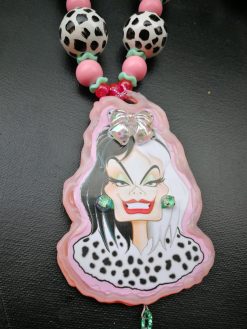 Cruella de Vil - Big Bold Chunky Necklaces, Statement Cartoon Jewelry, Hollywood Icon Whimsical Pendant