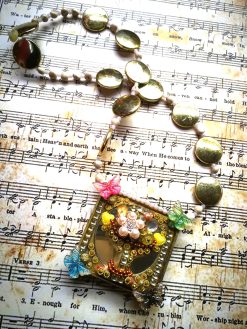Tree of Life Necklace, Butterfly Yggdrasil Charm, Liberty Belle Epoque Jewelry, Mirror Sculpture Pendant