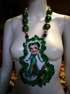 Betty Boop - Big Bold Chunky Necklaces, Statement Green Emerald Jewelry, Old Hollywood Icon Diva Pendant