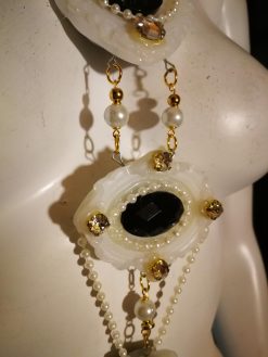 Cameo Jewelry, Layered Necklace Gallery Wall, Dramatic Royal Portrait Pendant Statement Baroque Black & White