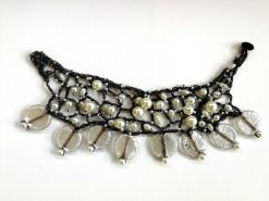 Luxury Necklace, Venetian Statement Jewelry Maximalist Beaded Choker, Embroidered Lace Macrame Victorian Gothic Collar