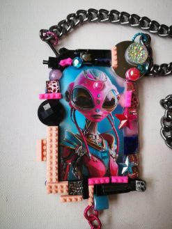 Futuristic OOAK Jewelry, Alien Statement Necklace UFO Area 51 Extraterrestrial E.T Design, Hi Tech Pendant