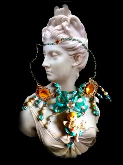 Baroque Jewelry, Guardian Angel Statement Sculptural Pendant, Necklace Celestial Cherubim Seraphim Flake Bow Charm