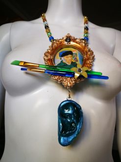 Van Gogh Ear Necklace, Statement Vintage Baroque Frame Charm, Artist Pendant Luxury Art Jewelry