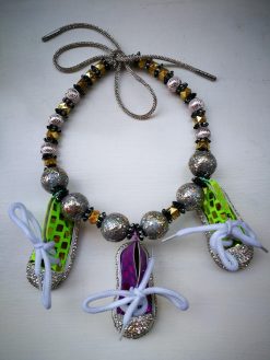 Custom Sneakers, Whimsical Statement Necklace Bling Beads Rhinestone Accents Quirky Jewelry Personalized Sport Lover