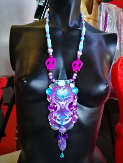 Futuristic Necklace Alien, Avant-garde OOAK Jewelry UFO Statement Maximalist Pendant Extraterrestrial E.T Design
