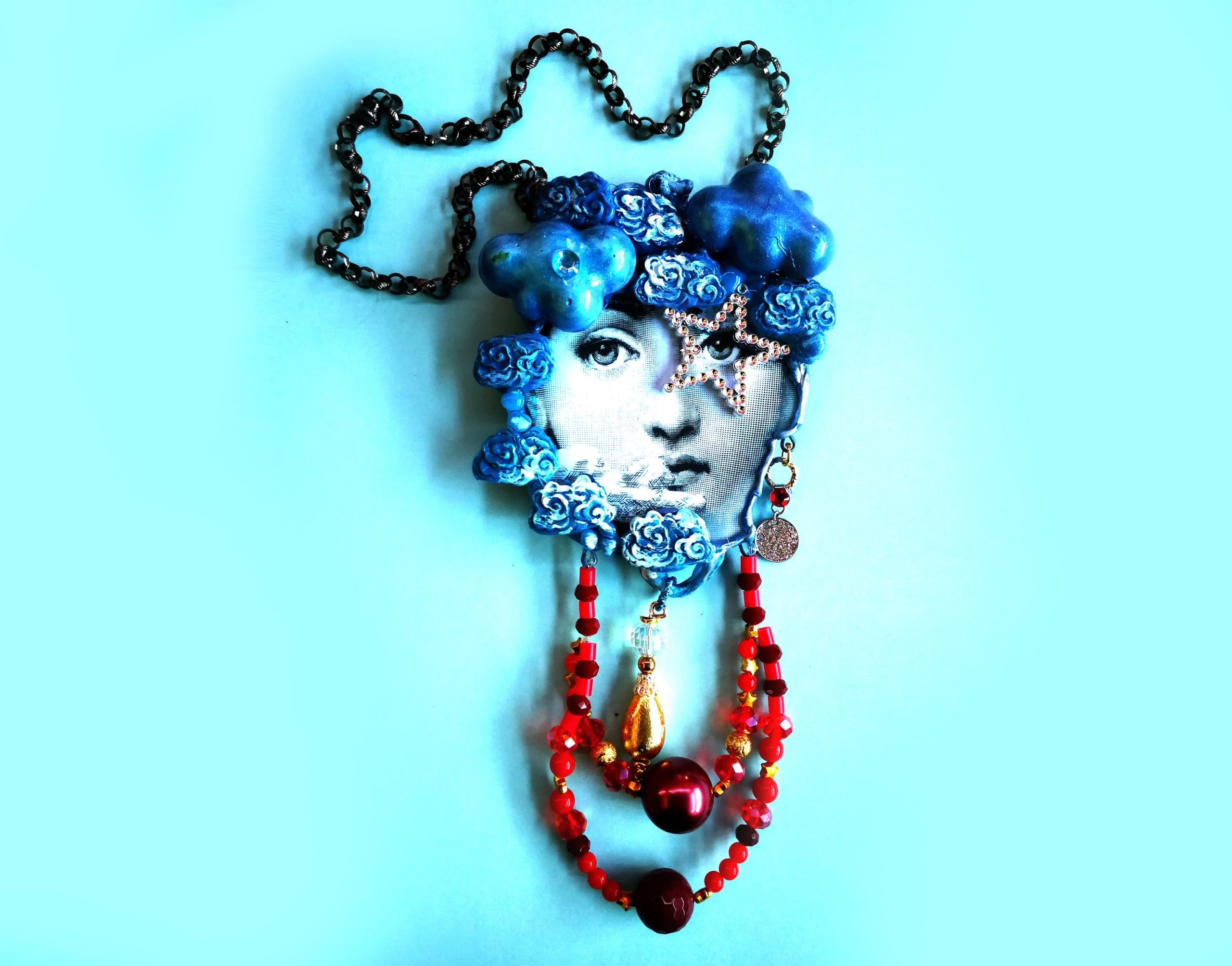 Maximalist Jewelry, Gatsby Statement Pendant Big Bold Chunky Necklaces, Charleston Charm Hollywood Diva Portrait
