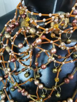 Handmade Lace Choker, Copper Pearl Bib Necklace, Marie Antoinette Jewelry