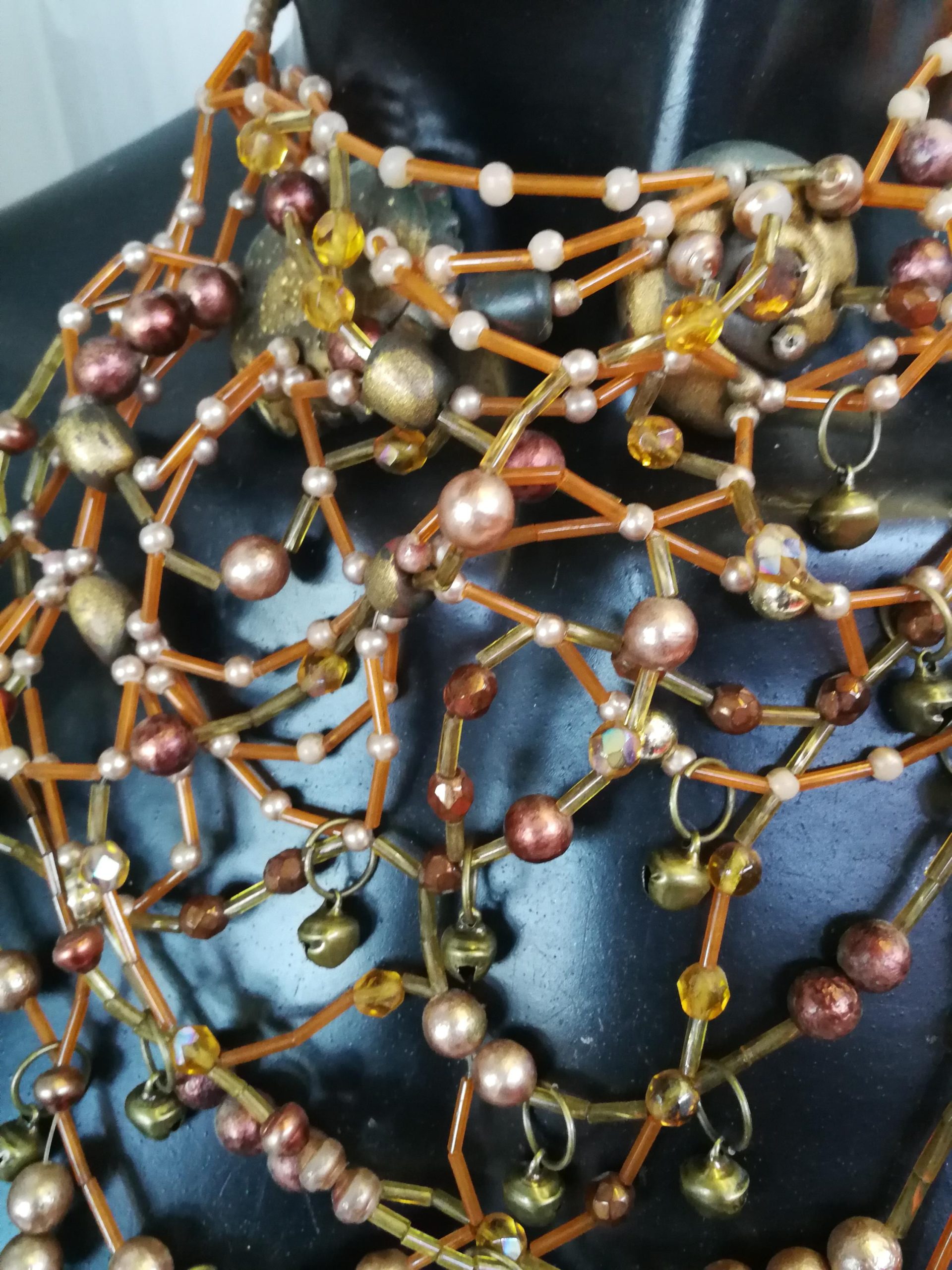 Handmade Lace Choker, Copper Pearl Bib Necklace, Marie Antoinette Jewelry