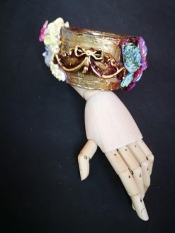 Flower Bracelet, Cuff Female Bangle Sculptural Doll Head Jewelry, Statement Luxury Brand Butterfly Baroque