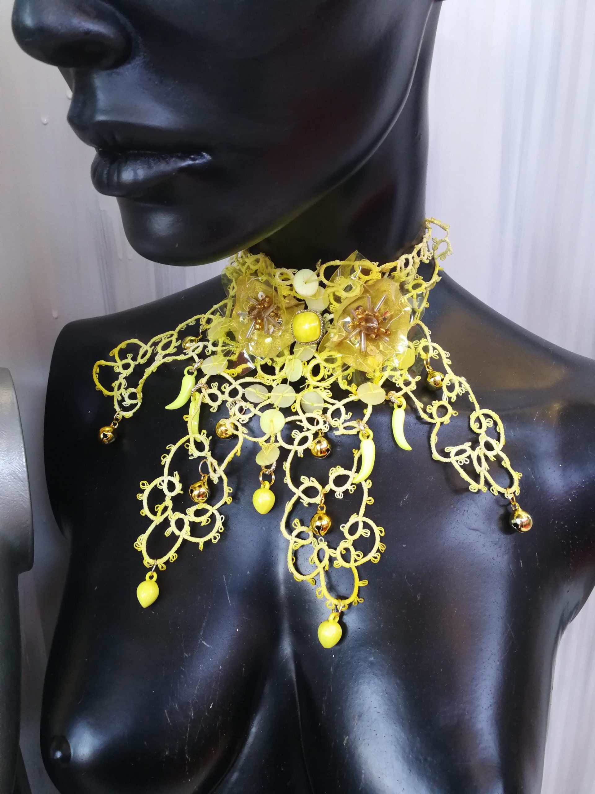 Marie Antoinette Lace Choker, Embroidered Flower Medallion Collar