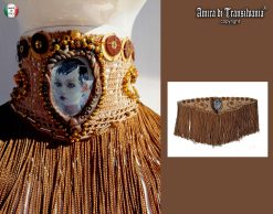 Handmade Macrame Lace Choker, Cameo Medallion, Fringe Collar