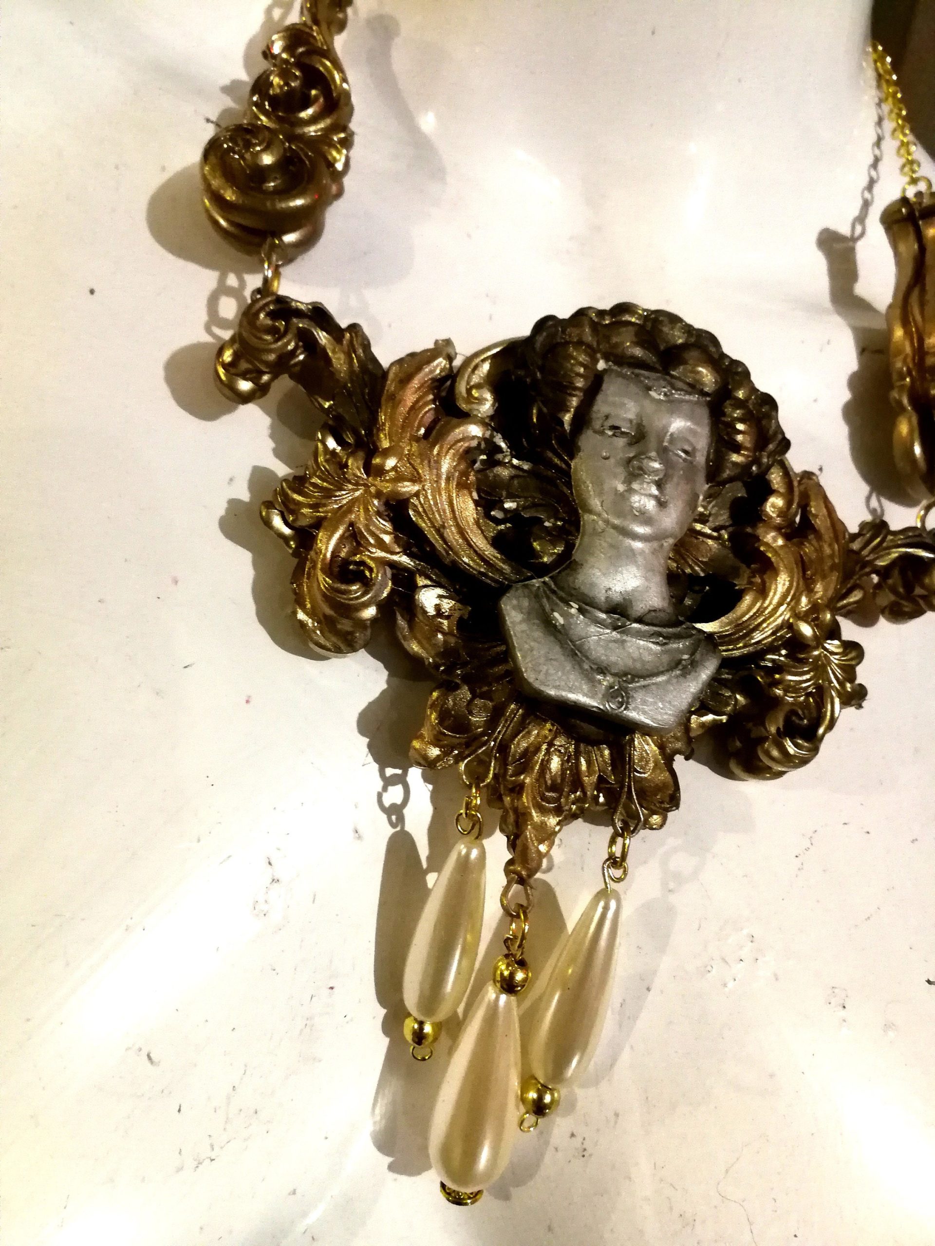 Handmade Art Deco Pearl Choker, Baroque Vintage Style