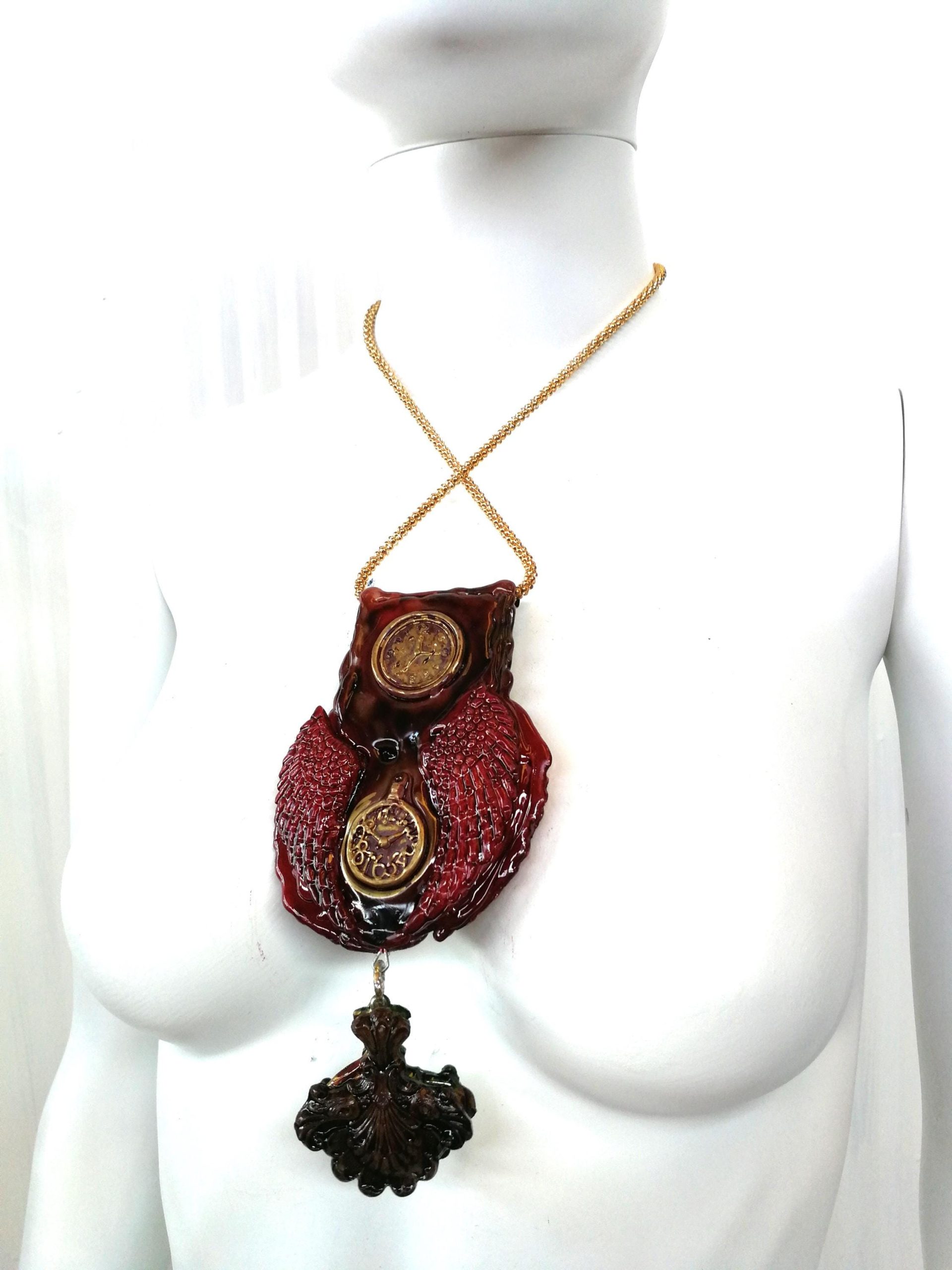 Dragon Eye Pendant, Final Fantasy Chronos Jewelry Designer, Sun Kronos Sculptural Statement Necklace Charm