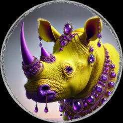 Rhinoceros Necklace, Designer Jewelry, Extravagant Pendant Animal Rhino, Whimsical Charm Beaded Oddities Locket Bib