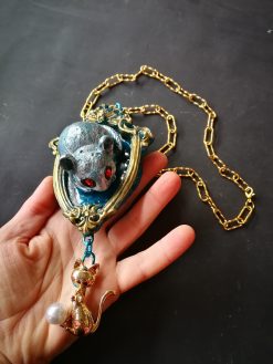 Cat Jewelry Necklace, Animal Mouse Blazon Charm Pendant, Chain Jewellery Nature Elegant Jewel Bib
