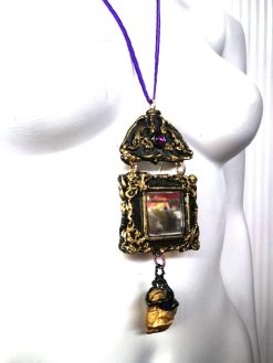 Snow White Witch's Mirror Necklace Pendant, Romantic Victorian Gothic Jewelry, Stone Charm Vintage Style
