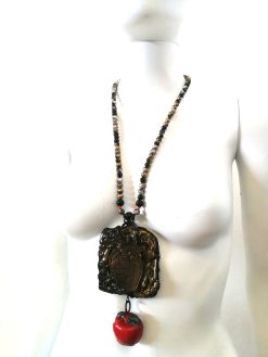 Statement Jewelry Love Necklace Adam and Eve Pendant Apple Paradise Portrait Locket Charm Medallion